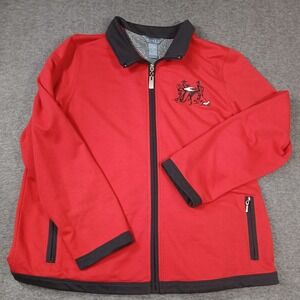 KORET Women's Red & Black Embroidered Jacket Size PL Petite Zip Front 2 Pocket‎